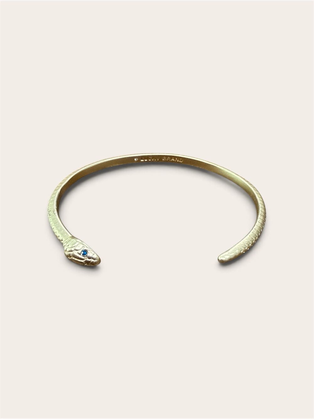 Lucky Brand Gold Tone Snake Cuff Bracelet Blue Crystal Eyes Boho Y2k Festival